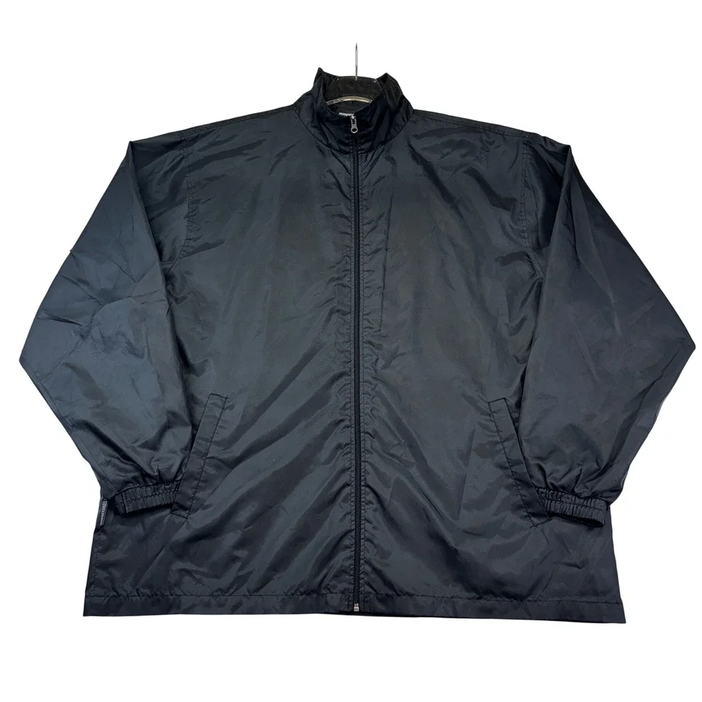 Stratford Collection Windbreaker Jacket‎ Mens 2XL Black Zip up Nylon Lightweight